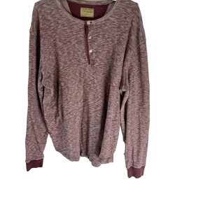 Vtg Y2K Lucky‎ Brand Men Henley Shirt Long Sleeve Red XL Thermal